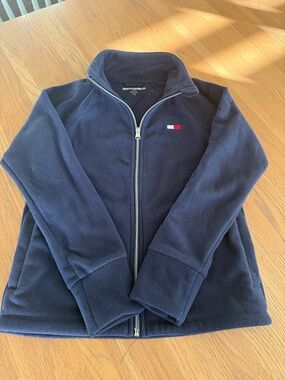 Tommy Hilfiger Navy Full-Zip Fleece Jacket with Flag Logo